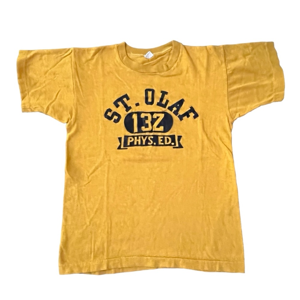 Vintage 1950s/60s Champion St. Olaf College Golden Rod Black Single Stitch Tee